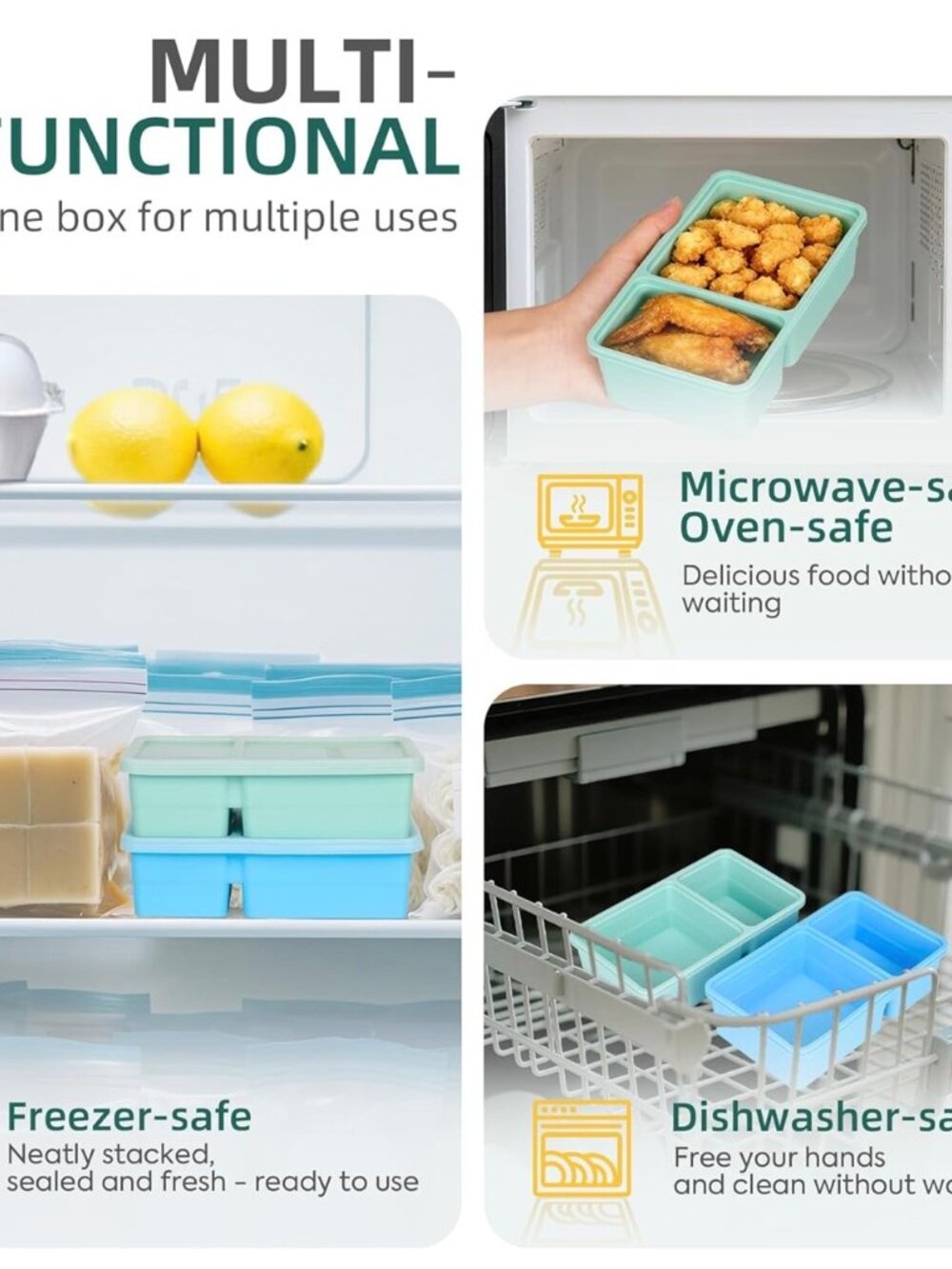 PEUYEJI reusable silicone containers in blue - Picture 3 of 5